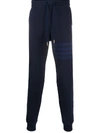 Thom Browne Tonal 4 Bar Loopback Track Pants In Blue