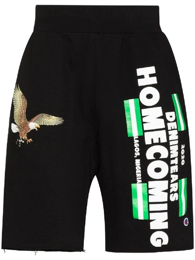 Denim Tears X Homecoming Logo Print Shorts In Black