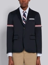 THOM BROWNE NAVY COTTON TWILL GROSGRAIN ARMBAND UNCONSTRUCTED CLASSIC SPORT COAT,MJU527A0378815029887