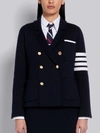 THOM BROWNE NAVY DOUBLE FACE FINE MERINO WOOL DOUBLE BREASTED 4-BAR JACKET,FKJ045A0001415259527