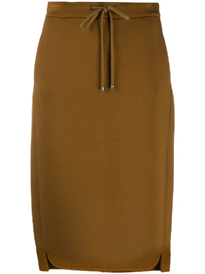 Max Mara Drawstring Pencil Skirt In Brown