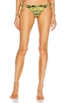 Versace Barocco-print Side-tie Bikini Bottoms In Black & Gold