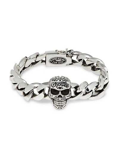 King Baby Studio Sterling Silver Chosen Skull Chain Bracelet