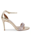 SAKS FIFTH AVENUE KNOTTED METALLIC LEATHER ANKLE-STRAP SANDALS,0400012439029