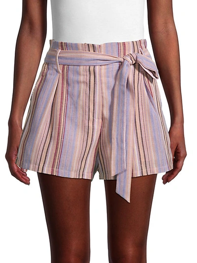 Allison New York Striped Paperbag Shorts In Lilac Stripe