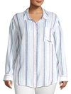 SANCTUARY Keepers Striped Linen Boyfriend Shirt,0400012801026