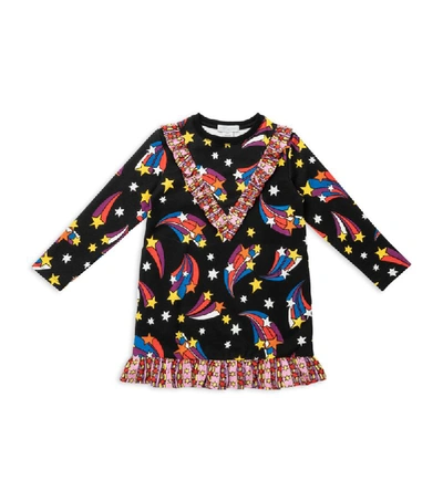 Stella Mccartney Kids Shooting Stars Ruffle-trim Dress (3-14 Years) In Black