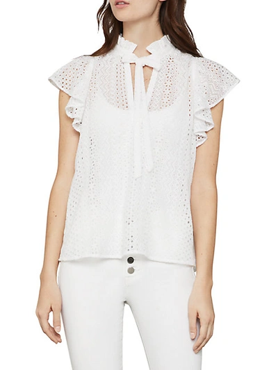 Bcbgmaxazria Flutter Sleeve Eyelet Top In Optic White