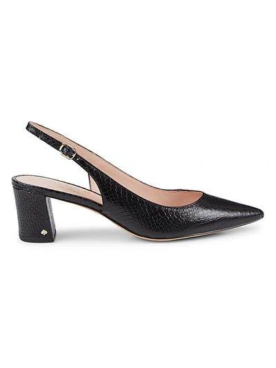 Kate Spade Midge Snake-embossed Leather Slingback Pumps In Black