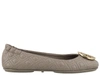 Tory Burch Minnie Quilted Leather Ballet Flats In Grey