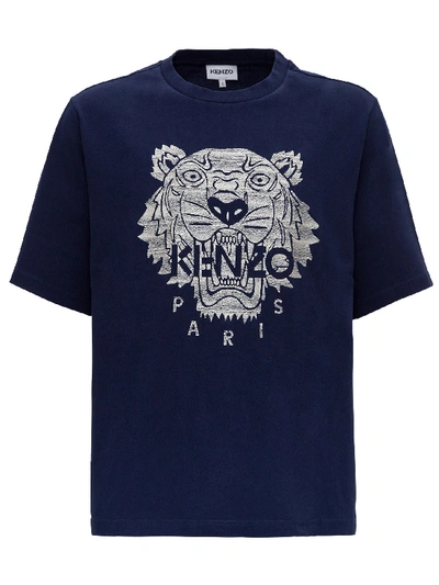 Kenzo Tiger Logo T-shirt In Blu