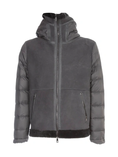 Giorgio Brato Shearling Jacket W/padded Sleeves In Grey