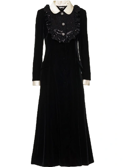 Miu Miu Sequin-embellished Coat In Black