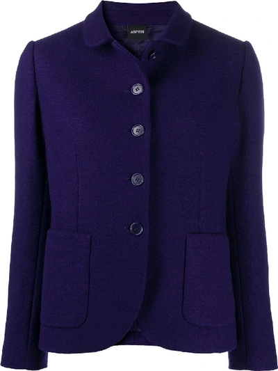 Aspesi Single-breasted Wool Jacket In Purple