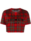 BALMAIN LOGO PRINT CROPPED T-SHIRT