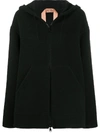 N°21 Hooded Zip-up Coat In Black