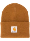 Carhartt Logo-patch Beanie In Brown