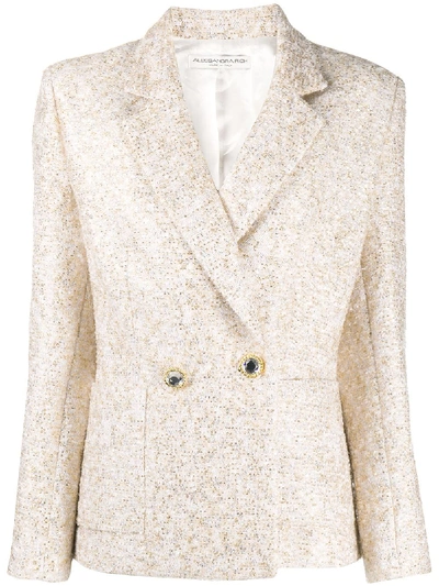 Alessandra Rich Ivory Double-breasted Tweed Blazer In Gold