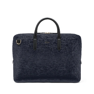 Smythson Lightweight Slim Briefcase In Panama In Navy