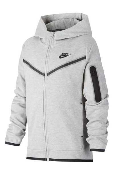 Nike Sportswear Tech Fleece Big Kids' (boys') Full-zip Hoodie In Dk Grey Heather/black