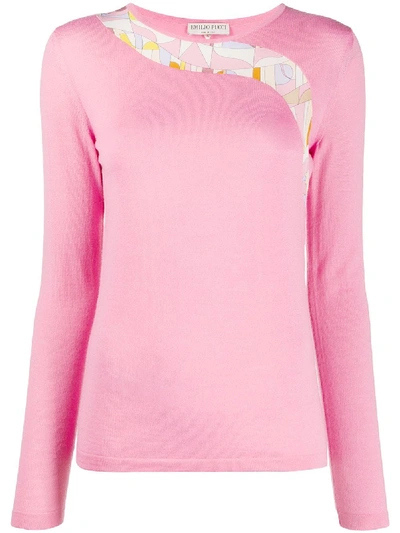 Emilio Pucci Geometric-detail Knitted Top In Pink