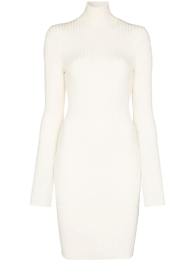 Wolford Ribbed Knit Fitted Mini Dress In Beige