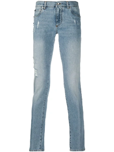 Dolce & Gabbana Slim Jeans With Washed Effect In White