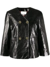 GUCCI CROPPED SLEEVE LEATHER JACKET