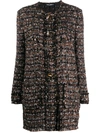 Dolce & Gabbana Tweed Coat With Horn Buttons In Brown