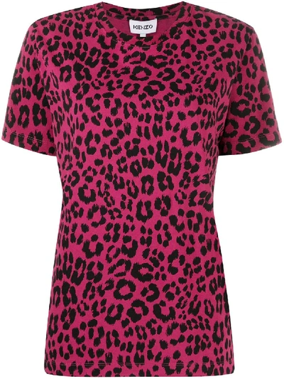 Kenzo Leopard Print T-shirt In Pink