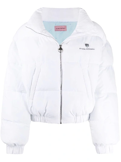 Chiara Ferragni Logo Detail Padded Jacket In White