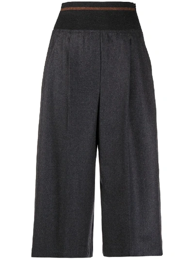 Brunello Cucinelli Cropped Wide Leg Trousers In Grey