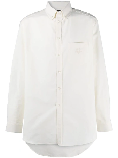 Gucci Embroidered Logo Oxford Shirt In Neutrals