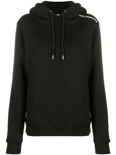 Paco Rabanne Logo-print Cotton-jersey Hooded Sweatshirt In Schwarz