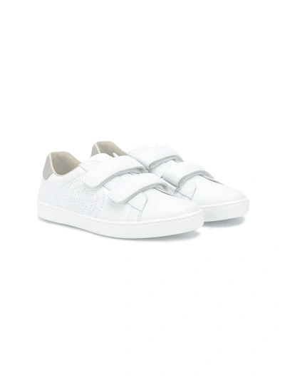 Gucci Teen 魔术贴板鞋 In White