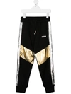 Msgm Cotton Sweatpants W/ Coated Inserts In Black