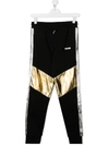 MSGM TEEN METALLIC-PRINT TRACK TROUSERS