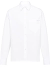 Prada Triangle Logo Patch Shirt In White