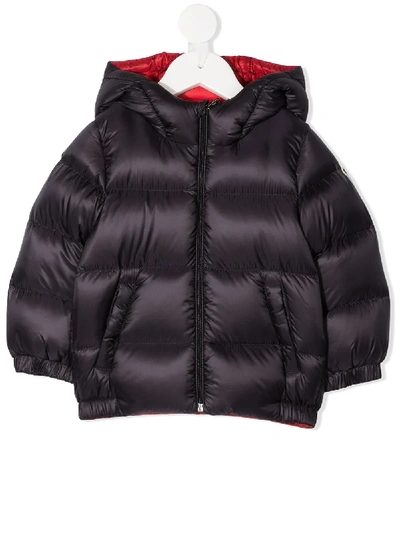 Moncler Babies' 连帽绗缝大衣 In Blue