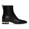 Nicholas Kirkwood Black Casati 30 Leather Pearl Heel Boots