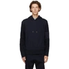 THOM BROWNE NAVY LOOPBACK 4-BAR HOODIE