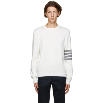 Thom Browne Milano Stitch 4-bar Cotton Sweater In White