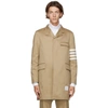 Thom Browne Unconstructed 4-bar Stripe Classic Chesterfield Overcoat In Beige