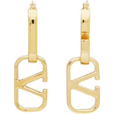 Valentino Garavani Gold  Double Vlogo Hoop Earrings In Cs4 Gold