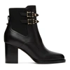 VALENTINO GARAVANI VALENTINO BLACK VALENTINO GARAVANI BEATLE ROCKSTUD HEELED ANKLE BOOTS