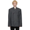 BALENCIAGA GREY BLURRY PRINCE OF WALES PHONE HOLDER BLAZER