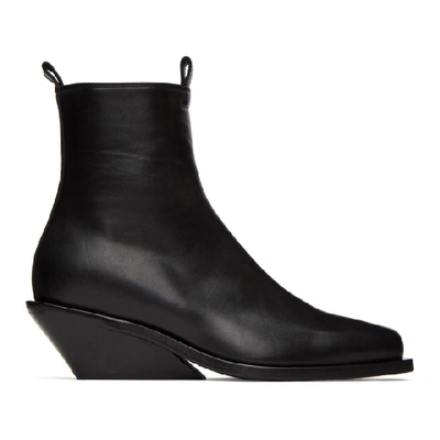 Ann Demeulemeester Black Square Toe Wedge Heel Boots