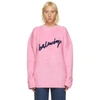 BALENCIAGA PINK OVERSIZED SIGNATURE LOGO SWEATER