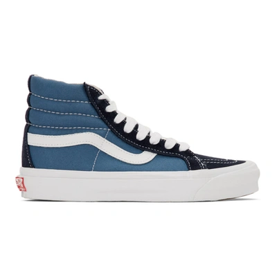 Vans Og Sk8-hi Lx Leather-trimmed Suede And Canvas High-top Sneakers In Blue