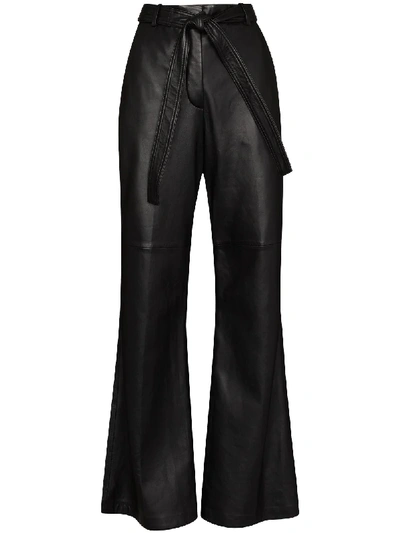 Joseph Tambo High-rise Leather Flared Trousers In Black